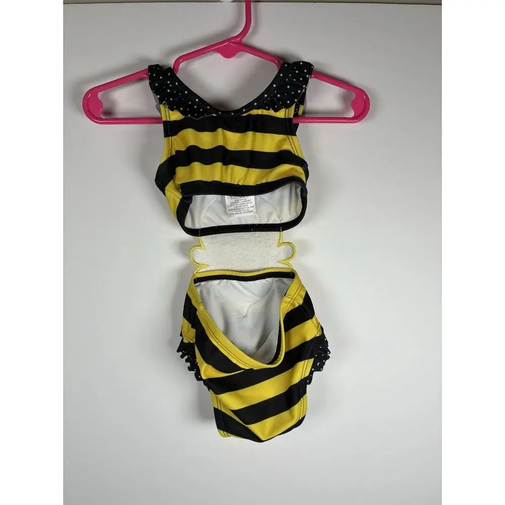 Wetsuit Club Baby Girl 6M Bumble Bee Swimsuit Bathing Suit Ruffle Cut Out Bee